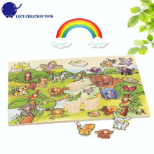 Niños felices bosque de madera Selva Animales salvajes Peg Puzzle